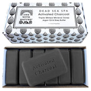 One With Nature Activated Charcoal Soap 4oz 6-Pack Gift Box – Detoxifying and Exfoliating Charcoal Soap Bar with Dead Sea Salt for Face & Body, for Men & Women