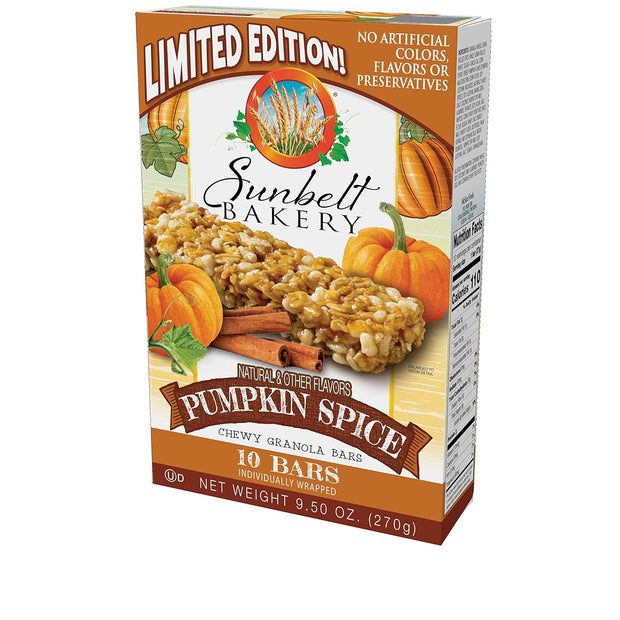 Sunbelt Bakery Pumpkin Spice Granola Bars 1.0 oz Bars, 10 Count