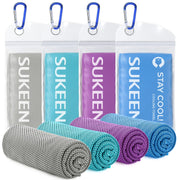 Sukeen 4 Pack Cooling Towel (40"x12"), Soft Breathable Chilly Microfiber Towel for Yoga, Sport, Running, Gym, Workout & More Activities