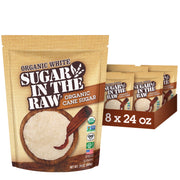 Sugar In The Raw Organic Granulated White Premium Cane Sugar, No Added Flavors or erythritol, Pure Natural Sweetener, Hot & Cold Drinks, Coffee, Tea Vegan, Gluten-Free, Non-GMO, Bulk Sugar, 250 ct packets (1-Pack)