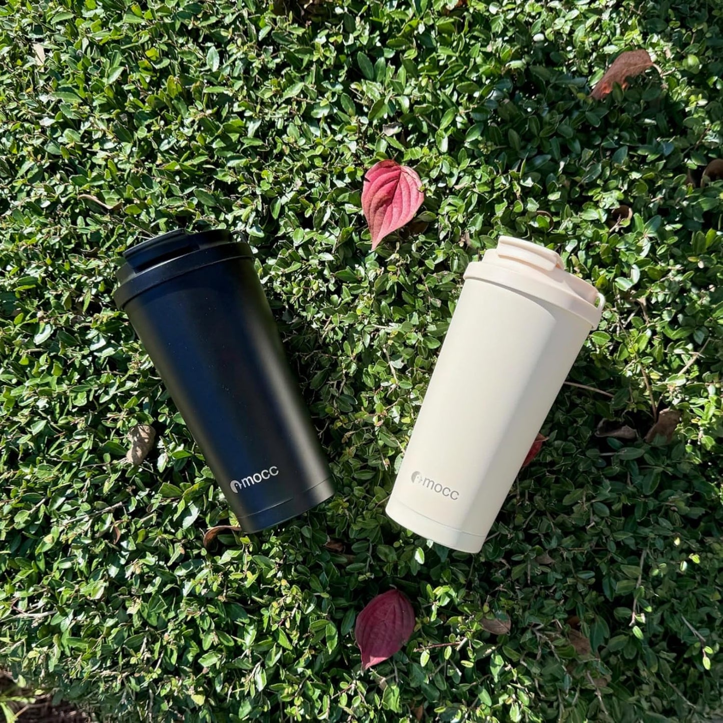 mocc 19oz Insulated Stainless Steel Tumbler, with Leak-Proof Lid and Foldable Straw, for Hot/Cold Coffee/Tea/Infused Water, for Travel & Gift (Black)