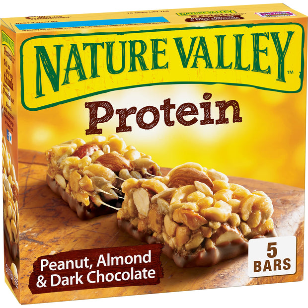 Nature Valley Breakfast Bars, Protein Granola Bars, Peanut Butter Dark Chocolate, Chewy, Gluten-Free, Individually Wrapped, On-the-Go, No Artificial Flavors or High Fructose Corn Syrup, 15-Count Box