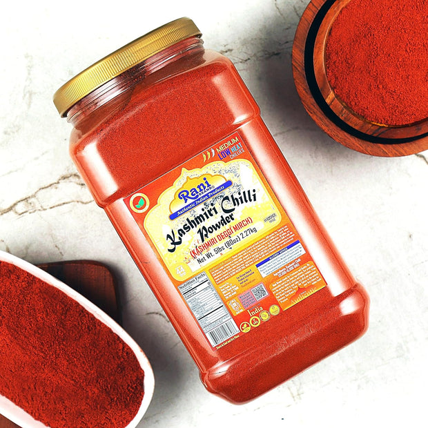 Rani Kashmiri Chilli Powder (Deggi Mirch, Low Heat) Ground Indian Spice 16oz (1lb) 454g PET Jar ~ All Natural | Salt-Free | Vegan | Kosher | Gluten Friendly
