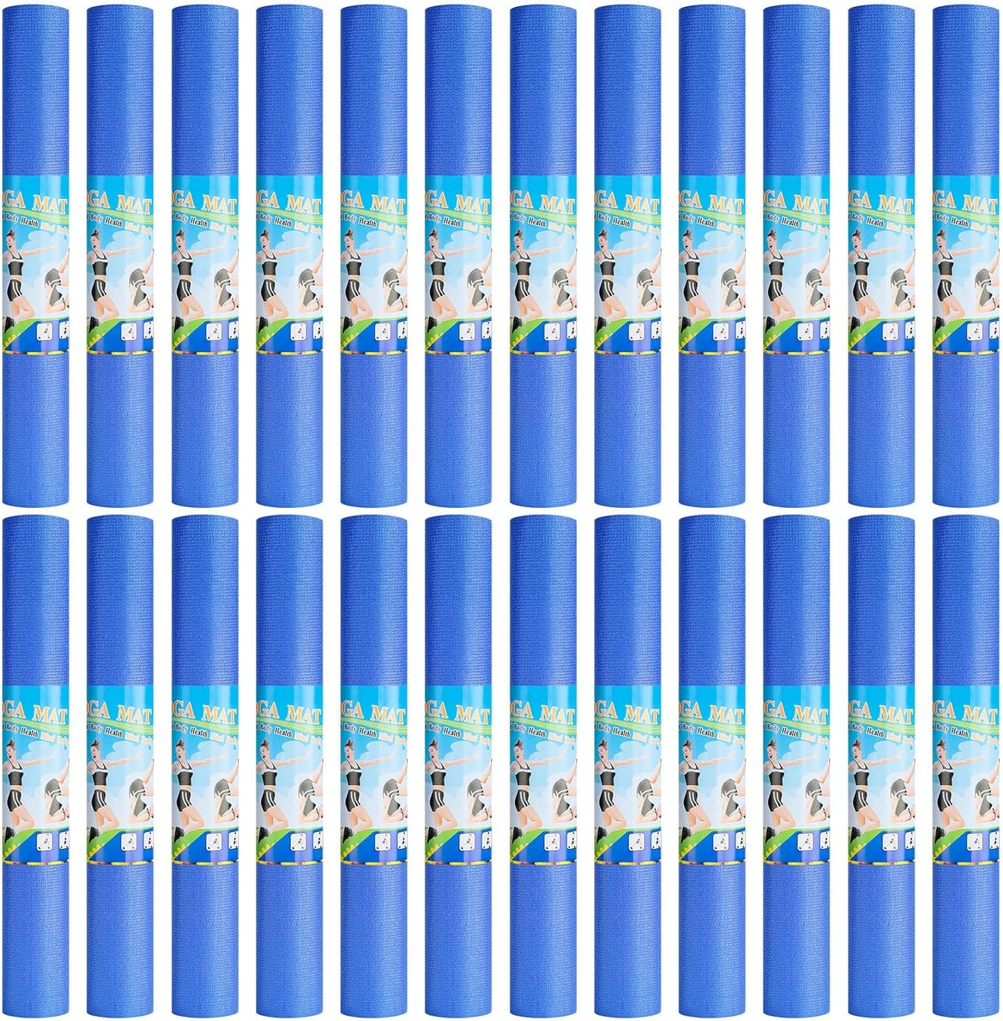 Funtery 24 Pcs 3 mm Thick Yoga Mat Exercise Workout Mat Non Slip Fitness Yoga Pad for Women Gym Home Yoga Pilates