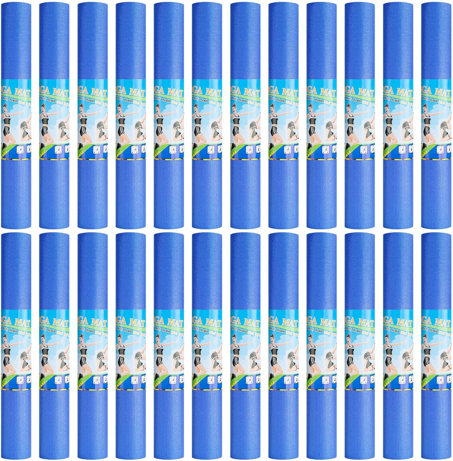 Funtery 24 Pcs 3 mm Thick Yoga Mat Exercise Workout Mat Non Slip Fitness Yoga Pad for Women Gym Home Yoga Pilates