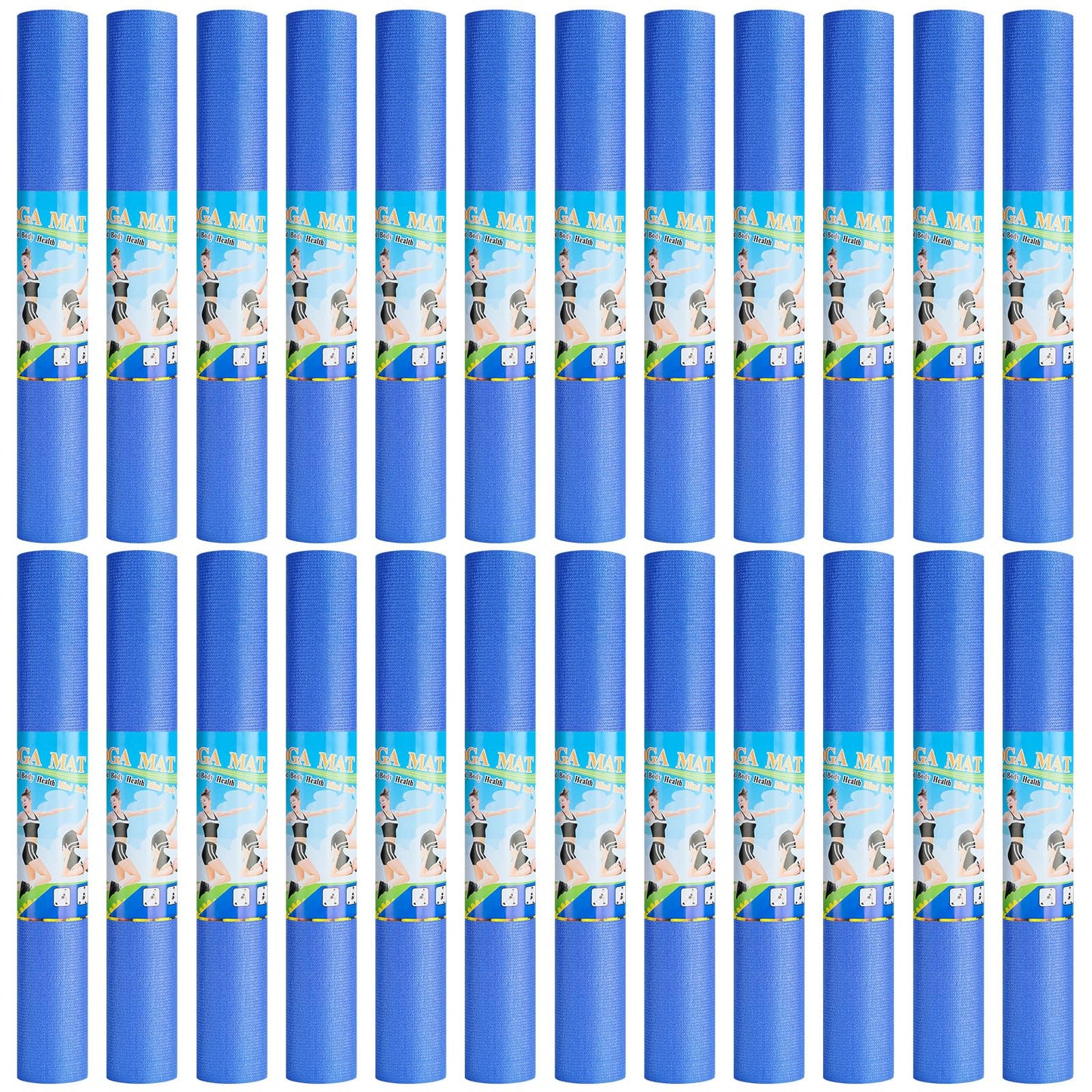 Funtery 24 Pcs 3 mm Thick Yoga Mat Exercise Workout Mat Non Slip Fitness Yoga Pad for Women Gym Home Yoga Pilates