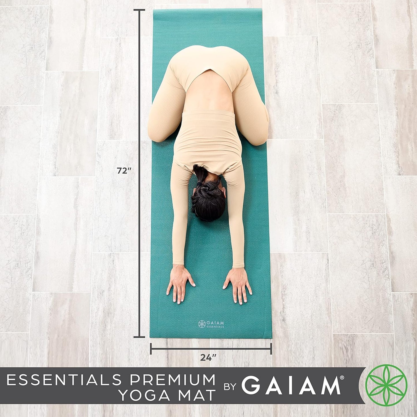 Gaiam Essentials Premium Yoga Mat with Yoga Mat Carrier Sling (72"L x 24"W x 1/4 Inch Thick)
