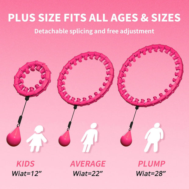 Weighted Hula Infinity Fitness Hoop for Adult Weight Loss, 2 in 1 Smart Fitness Workout Hula Circle Hoops with 28 Links(53 Inch), Exercise Fit Hoop Suitable for Women and Beginners