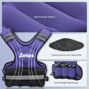 ZELUS Weighted Vest for Men and Women | 4-10lb/11-20lb/20-32lb Vest with 6 Ironsand Weights for Home Workouts | Adjustable Body Weight Vest Exercise Set for Cardio and Strength Training