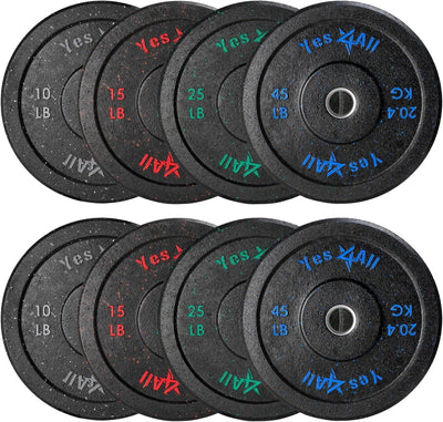 Yes4All 2" Bumper Plate, 10-190 LB Olympic Rubber Weight Plate with Steel Hub for WeightLifting, Strength Training, Home Gym, Less Impact, Absorb Bounce & Shock, Multiple Options