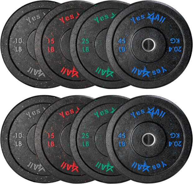 Yes4All 2" Bumper Plate, 10-190 LB Olympic Rubber Weight Plate with Steel Hub for WeightLifting, Strength Training, Home Gym, Less Impact, Absorb Bounce & Shock, Multiple Options