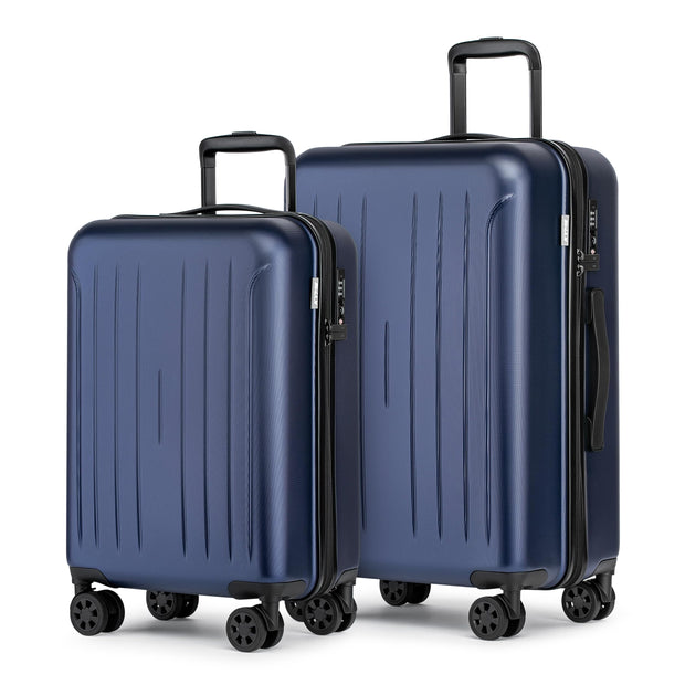 KYME Suitcase Hardshell With Double Spinner Wheels, PC+ABS TSA Lock Travel Luggage (Pink, 2Pcs Set(20"/24"))