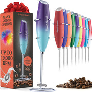 Powerful Handheld Milk Frother, Mini Milk Frother Wand, Battery Operated Stainless Steel Drink Mixer - Frother Stand for Milk Coffee, Lattes, Cappuccino, Frappe, Matcha, Hot Chocolate. Gift