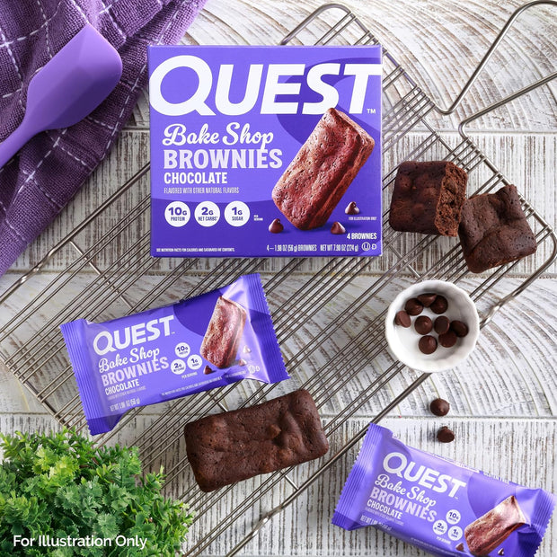 Quest Nutrition Bake Shop, Chocolate Brownies, 10g Protein, 2g Net Carbs, 1g Sugar, 4 Count