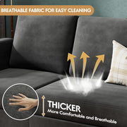 VICTONE Convertible Sectional Sofa Couch, 3 Seat L-Shaped Sofa with Linen Fabric Ottoman Small Couch for Small Apartments, Living Room and Office (Linen Fabric, Dark Gray)