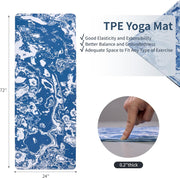 Yoga Mat, Exercise Yoga Mat Print with Non-Slip Design, Professional TPE Exericise Mat, 72" x 24" Multi-Purpose Workout Mat for Women, Pilates Fitness and Floor Exercises
