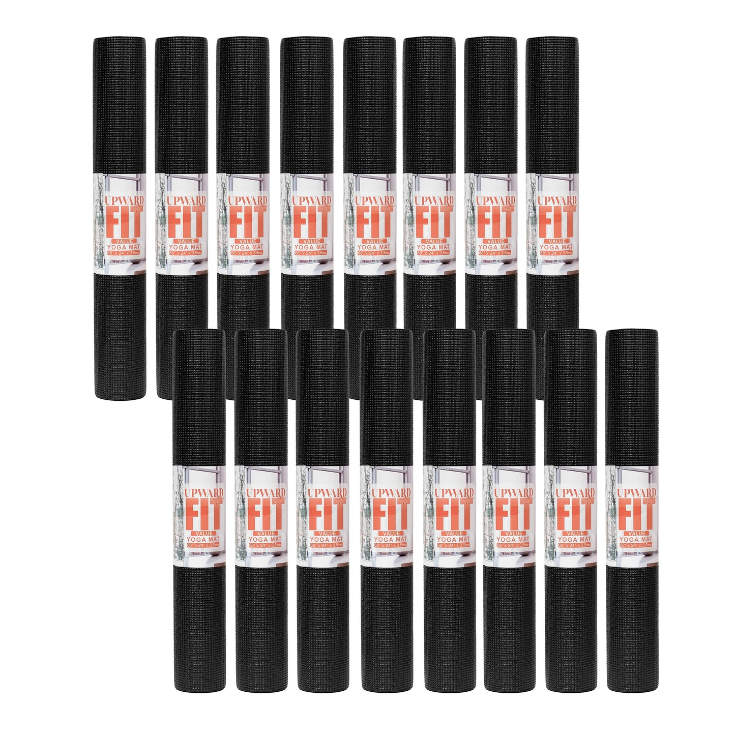 16-Pack Value Yoga Mat, 68" x 24" Non Slip Exercise Mat, 3.5mm Thick Gym Mat, Bulk Non Toxic Yoga Mats for Schools and Studios