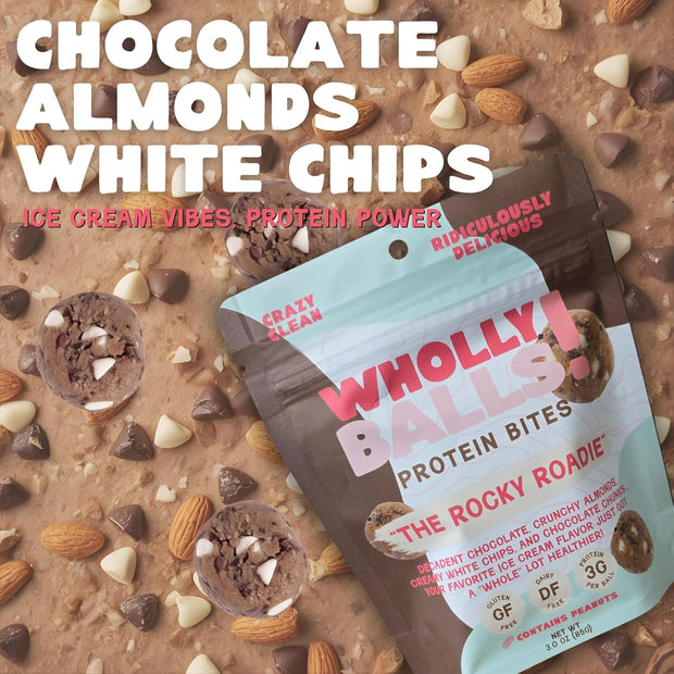 Wholly Balls Protein Bites – Healthy Plant-Based Snack – High Protein, Low Sugar, Gluten-Free Energy Balls (Pack of 6, Sampler Pack)