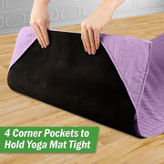 Wakeman Yoga Mat Towel and Gym Towel Set - 2-Piece Non Slip Set for Hot Yoga, Pilates, and Gym - 72” x 24” Sweat Absorbent and Quick Drying Blanket with Corner Pockets for Mats (Violet)