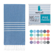 WETCAT Turkish Beach Towel Oversized (38"x71") 100% Turkish Cotton, Made in Turkey - Sand Free, Extra Large, Ultra Soft, Quick Drying, Compact & Lightweight for Travel - Blue