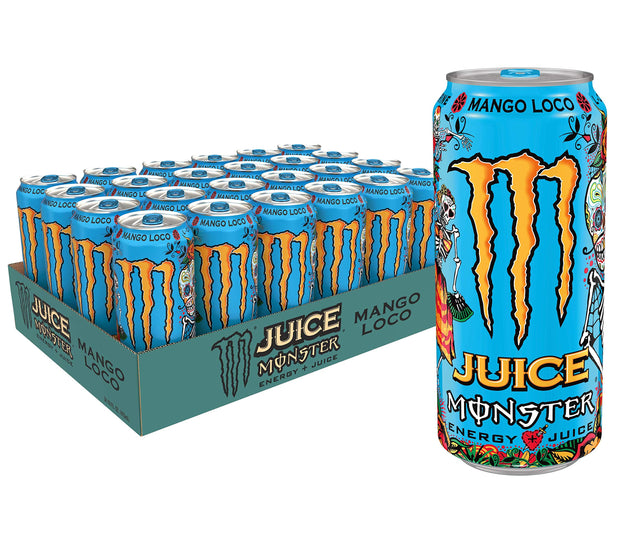 Monster Energy Juice Monster Variety Pack, Pipeline Punch, Mango Loco, Pacific Punch, Energy+Juice, Energy Drink, 16 Ounce (Pack of 15)