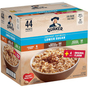 Quaker Instant Oatmeal Lower Sugar, 4 Flavor Variety Pack 44 Count (Pack of 1)