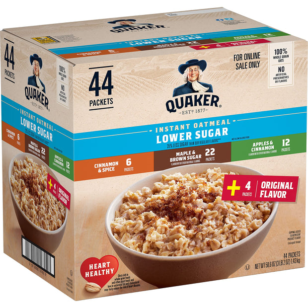 Quaker Instant Oatmeal, Maple & Brown Sugar, Individual Packets, 1.51 Ounce (Pack of 48)