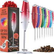 Powerful Handheld Milk Frother, Mini Milk Frother Wand, Battery Operated Stainless Steel Drink Mixer - Frother Stand for Milk Coffee, Lattes, Cappuccino, Frappe, Matcha, Hot Chocolate. Gift