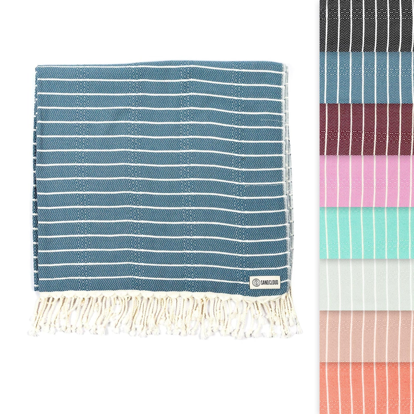 Sand Cloud Turkish Beach Towel - Sand Proof - 100% Certified Organic Turkish Towel - Quick Dry Towel for Beach, Picnic, Blanket or Bath Towel - As Seen on Shark Tank - Gocek (Black)