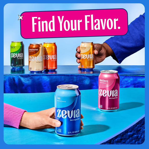 Zevia Zero Calorie Soda, Cherry Cola, 12 Fl Oz Cans (Pack of 6)