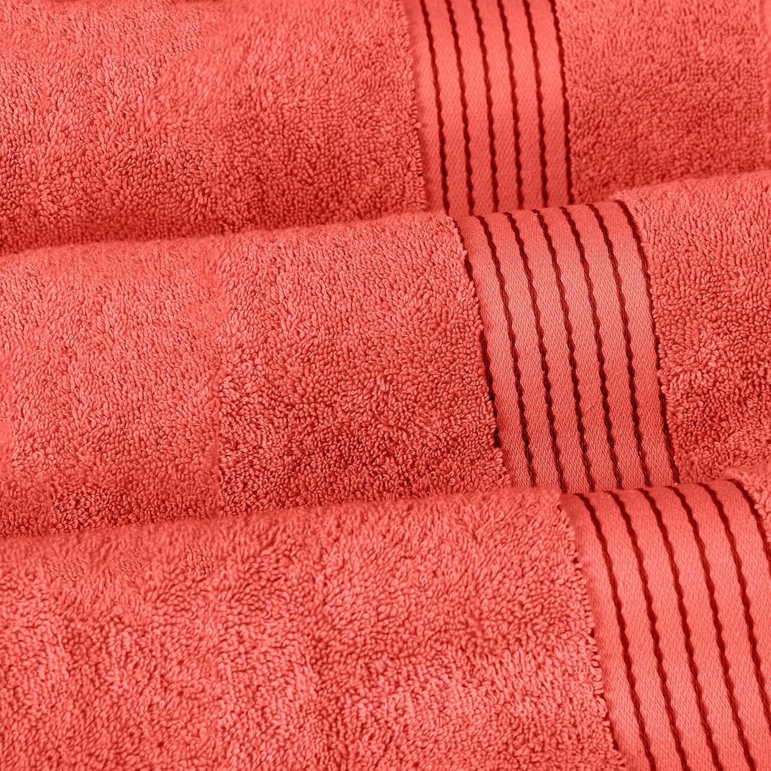 Elegant Comfort Premium Turkish Cotton 4 Pack Hand Towel Set - 16 x 28 inch, Luxurious Hotel Spa Quality 100% Turkish Cotton 4PC Hand Towel Set - Highly Absorbent - Soft Bathroom Towels, Coral