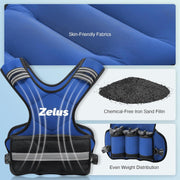 ZELUS Weighted Vest for Men and Women | 4-10lb/11-20lb/20-32lb Vest with 6 Ironsand Weights for Home Workouts | Adjustable Body Weight Vest Exercise Set for Cardio and Strength Training