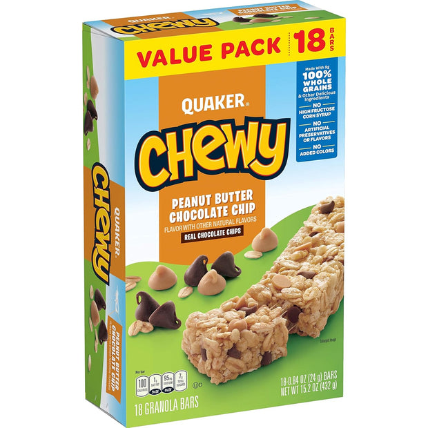 Quaker Chewy Peanut Butter Chocolate Chip Granola Bars, 15.2 OZ