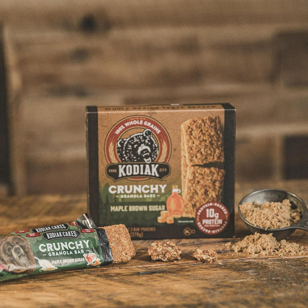 Kodiak Crunchy Granola Snack Bars, Maple Brown Sugar, High Protein, 100% Whole Grains, 1 box with 6 pouches (12 bars)