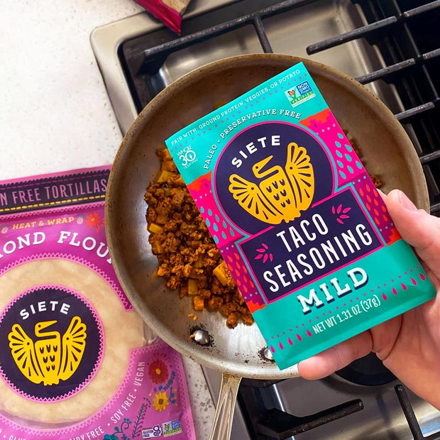 Siete Mild Taco Seasoning Mix | Gluten Free | Vegan | Paleo | Preservative Free | Whole 30 Approved (1 Packet)