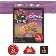 Kodiak Cakes Chewy Granola Snack Bars, Double Dark Chocolate, High Protein, 100% Whole Grains, 12 boxes with 5 bars each (60 bars total)
