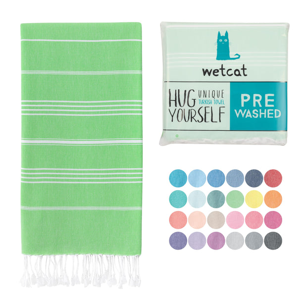 WETCAT Turkish Beach Towel Oversized (38"x71") 100% Turkish Cotton, Made in Turkey - Sand Free, Extra Large, Ultra Soft, Quick Drying, Compact & Lightweight for Travel - Blue