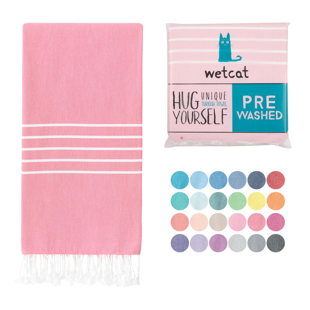 WETCAT Turkish Beach Towel Oversized (38"x71") 100% Turkish Cotton, Made in Turkey - Sand Free, Extra Large, Ultra Soft, Quick Drying, Compact & Lightweight for Travel - Blue