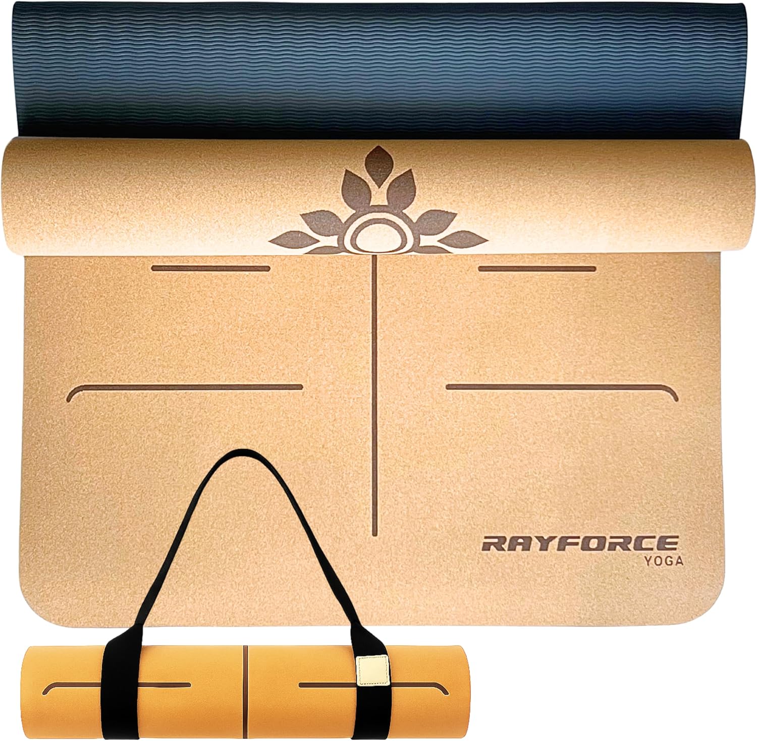 Cork Yoga Mat 6mm – Non-Slip, Sweat-Resistant, Eco-Friendly with Alignment Lines & Carry Strap