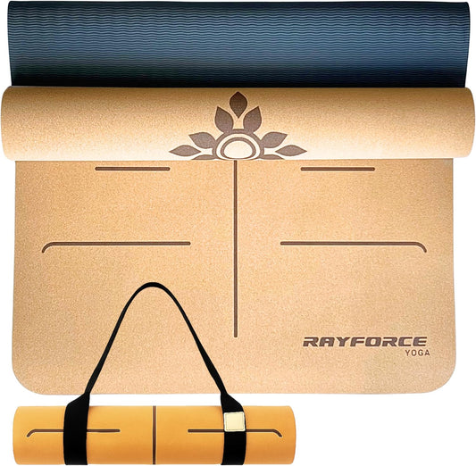 Cork Yoga Mat 6mm – Non-Slip, Sweat-Resistant, Eco-Friendly with Alignment Lines & Carry Strap