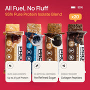 ProGo Protein Bars, Low Sugar, High Protein Snacks (Up to 21g) - 95% Pure Isolate for Faster Muscle Growth & Recovery, Low Calorie, Sweetened w/Peanut Butter & Raw Honey (20-Count, Variety Pack)