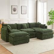 Modular Sectional Sofa, 112.2 Inch L Shaped Couch Set with Armrests, 3-Seater Comfy Cloud Couches with Movable Ottoman for Living Room Apartment, Coffee with 1 Ottoman