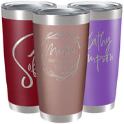 Personalized Tumblers, Stainless Steel 20 oz Tumbler w/Lid | 13 Designs | Personalized Cups Double Walled Insulated Coffee Cup for, Gym, Fitness | Hot and Cold Drink Use - Black