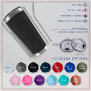 Personalized Tumblers, Stainless Steel 20 oz Tumbler w/Lid | 13 Designs | Personalized Cups Double Walled Insulated Coffee Cup for, Gym, Fitness | Hot and Cold Drink Use - Black