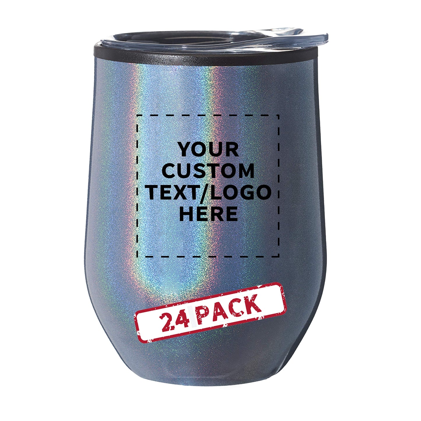 Custom Stemless Wine Tumblers 12 oz. Set of 6, Personalized Bulk Pack - Insulated, Perfect for Wine, Cocktails, Other Hot & Cold Beverages - Silver