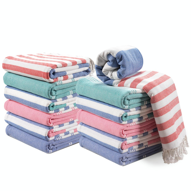 LANE LINEN 6 Pack Oversized Pre-Washed Lightweight Quick Dry Coral Beach Towels - 39"x71"