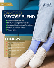 Pembrook Bamboo Viscose Diabetic Socks for Women & Men - 6 Pairs Ankle Socks for Swollen Feet | Neuropathy Socks | Edema Neuropathy Socks for Women | Diabetic Socks Women 9-12