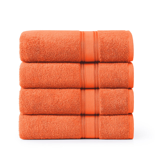 LANE LINEN 100% Cotton Zero Twist, Bath Towels (28"x54") - 4 Pieces - Large Towels for Bathroom - Quick Drying, Soft & Absorbent Large Shower Towel Set - Used in Gym, Hotel, Spa, Home - Living Coral