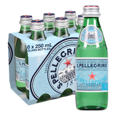 S.Pellegrino Sparkling Natural Mineral Water, 8.45 fl oz. Glass Bottle (24 Count)