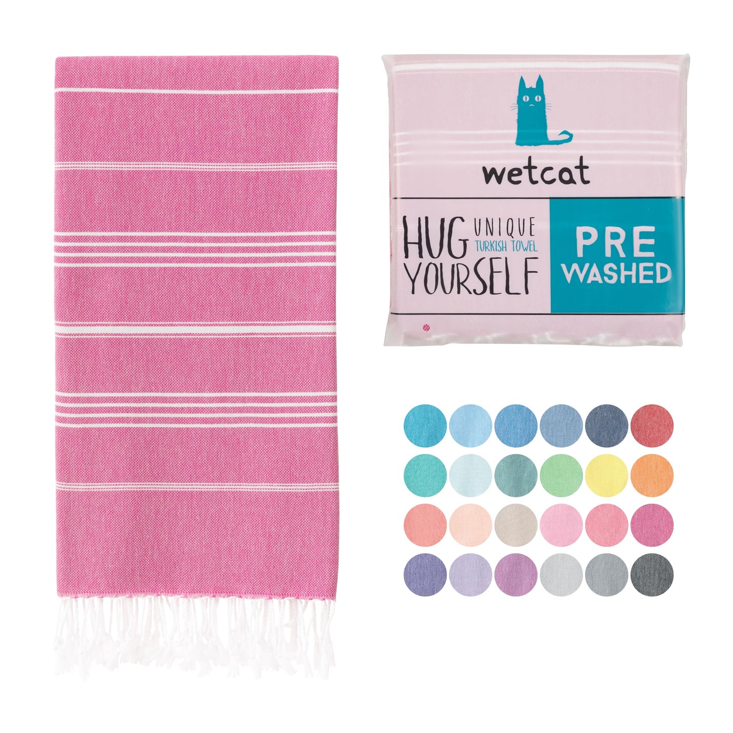 WETCAT Turkish Beach Towel Oversized (38"x71") 100% Turkish Cotton, Made in Turkey - Sand Free, Extra Large, Ultra Soft, Quick Drying, Compact & Lightweight for Travel - Blue